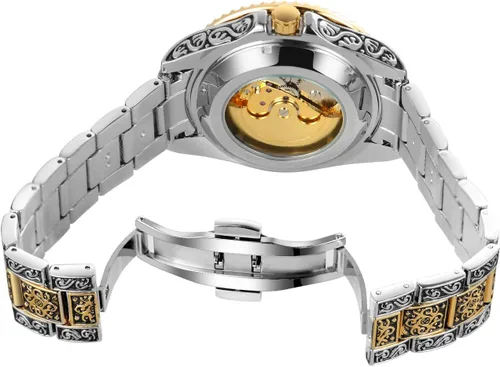 Vista 3 de FORSINING Men's Skeleton Engraving Watch Automatic Watch for Men Waterproof Self Winding Wrist Watch