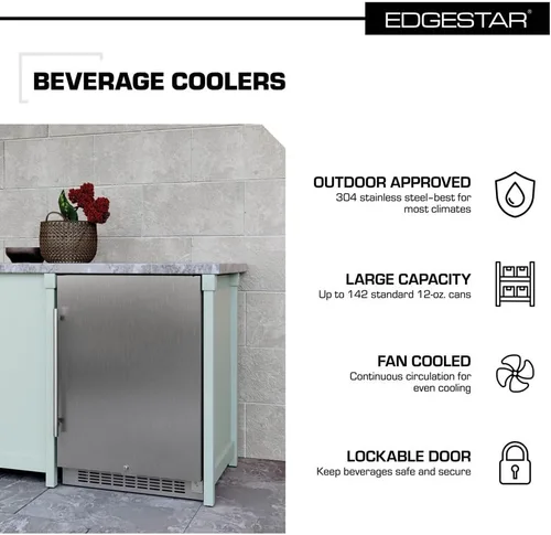 Vista 5 de EdgeStar Enfriador de bebidas al aire libre incorporado para 142 latas