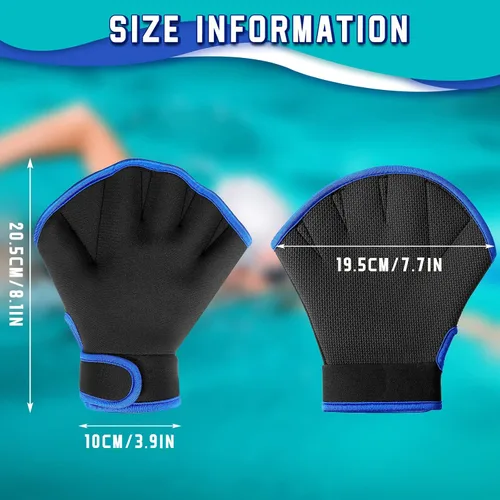 Vista 3 de 2 pares de guantes acuáticos de natación, guantes de entrenamiento de natación de mano, guantes de natación para hombres y mujeres, guantes de malla