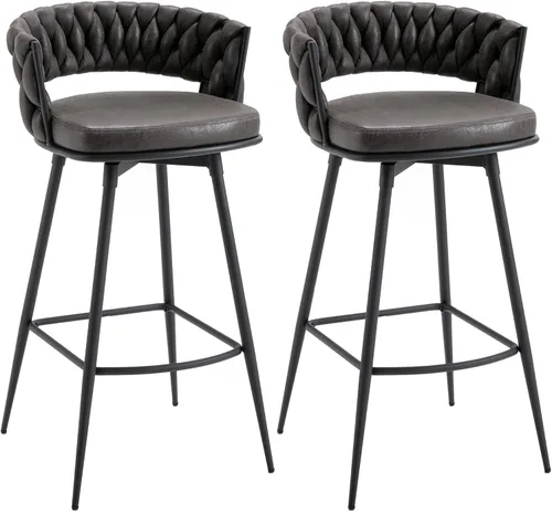 Vista 18 de BV - Juego de 2 taburetes de bar de altura de mostrador, taburetes de bar de altura de asiento de 26 pulgadas, taburetes de bar giratorios de 180°