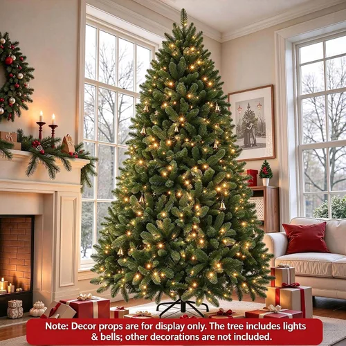 Vista 9 de Árbol de Navidad artificial preiluminado con control remoto Verde