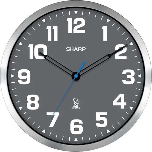 Vista 11 de Sharp - Reloj de pared atómico de 12 pulgadas, funciona con pilas, color blanco con marco negro