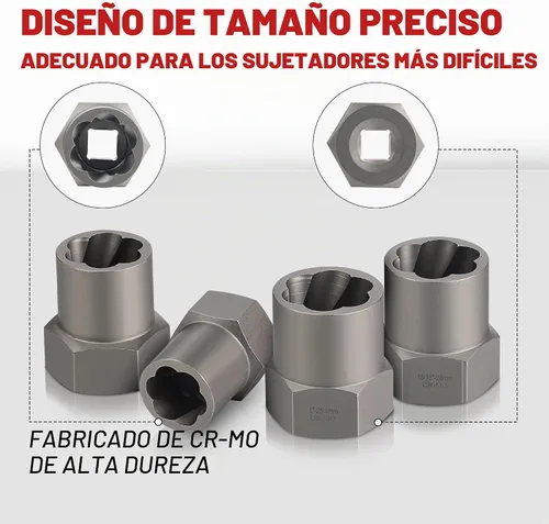 Vista 3 de Juego de 5 extractores de pernos de alta resistencia de 1/2 pies de fácil salida