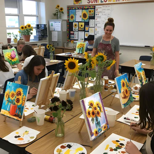 Vista 6 de Engrowtic 12 lienzos predibujados de flores de girasol de 8 x 10 pulgadas para pintar, lienzos preimpresos, para mujeres, pintura, arte, fiesta