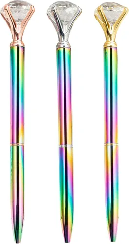 Vista 3 de Goclothod 8 unids bolígrafo Big Diamond Crystal Metal bolígrafos tinta negra bolígrafo champán