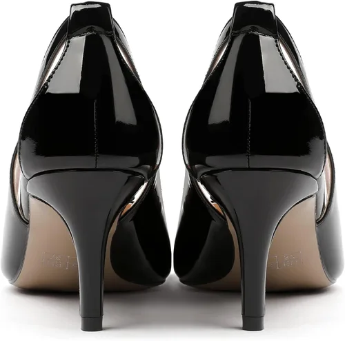 Vista 4 de MERRORI Zapatos de tacón medio con punta puntiaguda para mujer, sin cordones, de 2.5 pulgadas