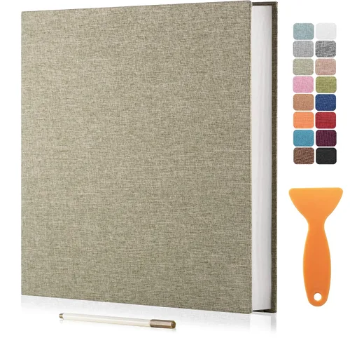 Vista 41 de Álbum autoadhesivo para fotos de 4 x 6 pulgadas, álbum de recortes con cubierta de lino magnética, 30 páginas adhesivas en blanco, para familiares