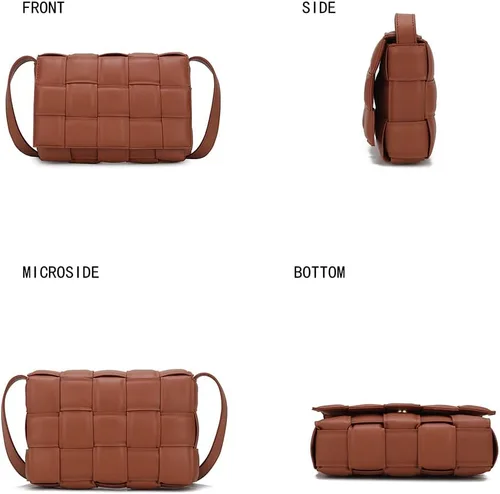 Vista 4 de MKF Collection Bolso cruzado tejido para mujer, de piel vegana, bolso de hombro trenzado, bolso de mensajero