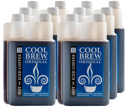 Vista 12 de CoolBrew Concentrado líquido frío fresco – tostado oscuro, granos de arábica gourmet, para café helado o caliente, sin azúcar, sin conservantes