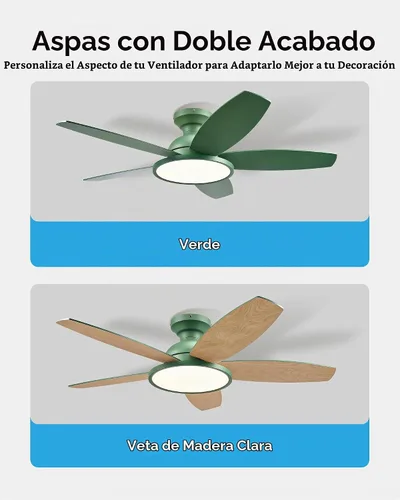 Vista 7 de Ventiladores de techo VONLUCE de 42 pulgadas con luces, color verde