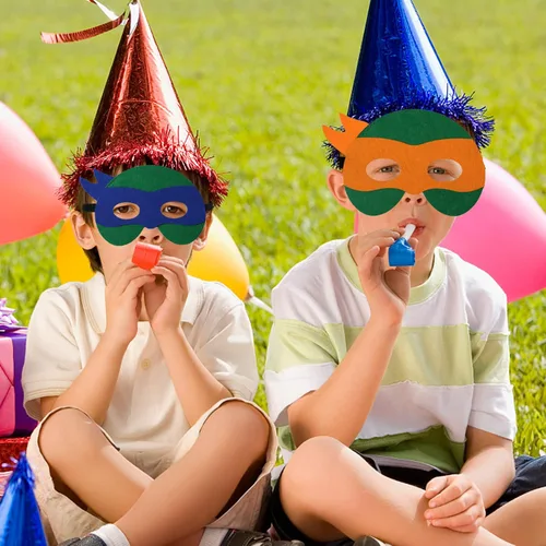 Vista 7 de Paquete de 24 máscaras de tortugas para niños, máscara de tortugas, suministros de fiesta de cosplay, máscaras de fiesta, disfraces de tortugas
