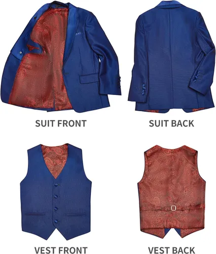 Vista 3 de ELPA ELPA Traje de esmoquin para niños, esmoquin floral ajustado para niños, esmoquin formal para graduación, Halloween, fiesta de Navidad