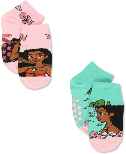 Vista 4 de Disney Princess Moana - Paquete de 6 calcetines estilo cuarto con pinzas para niñas pequeñas