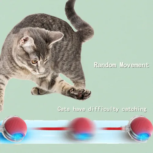 Vista 3 de Juego de juguetes interactivos para gatos, bola inteligente de persecución de 3 modos con puntero de luz roja de 5 LED, carga rápida USB