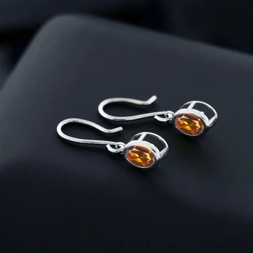 Vista 47 de Gem Stone King Aretes colgantes de plata de ley 925 de 0.276 x 0.197 in con piedra natal ovalada de alambre francés para mujer