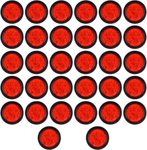Vista 15 de Astra Depot Juego de 4 unids rojo 4 "redondo 12 LED Stop Running Luz trasera Ojal Plug para vehículo largo camión remolque