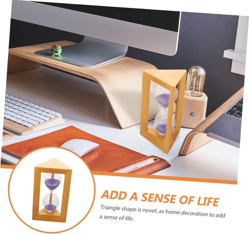 Vista 8 de Elegante Mini Reloj De Arena Temporizador De Arena Temporizador De 5 Minutos De Vidrio De Madera Home Dec
