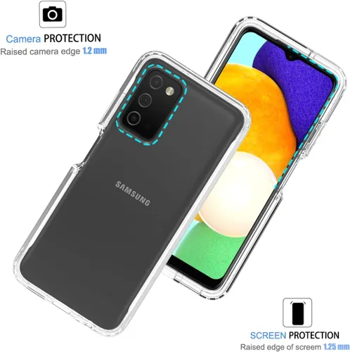 Vista 2 de Funda de teléfono para Galaxy A03S, Samsung A03S SM-A037U con protector de pantalla de vidrio templado, carcasa protectora de cuerpo completo