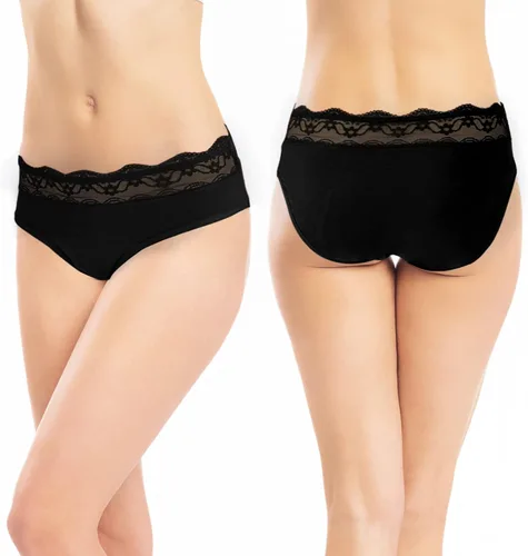 Vista 3 de Ropa interior de algodón para mujeres y adolescentes, paquete de 2 unidades, negro y burdeos
