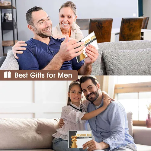 Vista 2 de Recogedor de babero para barba, atrapador de pelo de barba para fregadero, regalos de cumpleaños para hombres, él novio, capa de barba antiadherente