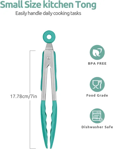 Vista 2 de Pinza de cocina resistente al calor de 600ºF: pinza de cocina de silicona U-Taste de 7 pulgadas con puntas de goma antiadherentes selladas firmes