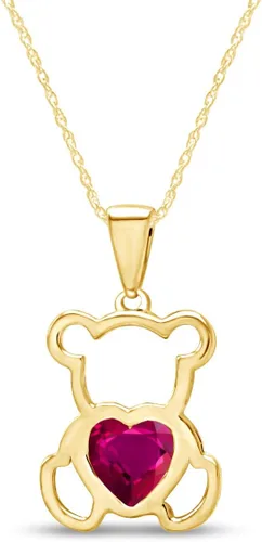 Vista 14 de Collar con colgante de oso de peluche con piedra natal para mujer Simulated Alexandrite