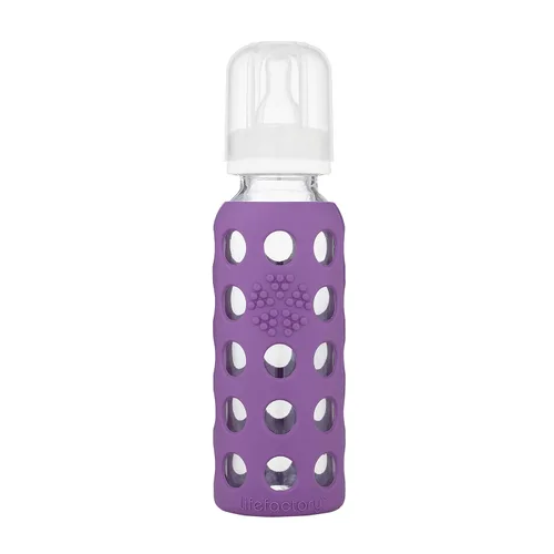 Vista 10 de Lifefactory Biberón de vidrio con pezón de etapa 1 y melón protector de silicona, 4 onzas