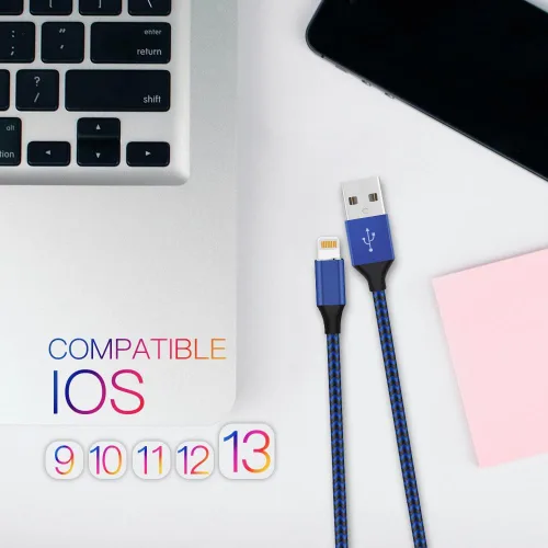 Vista 4 de Cable de carga para iPhone [certificado Apple MFi] Lightning 6PACK-3/3/6/6/6/10 pies, cable de carga de nailon trenzado de alta velocidad