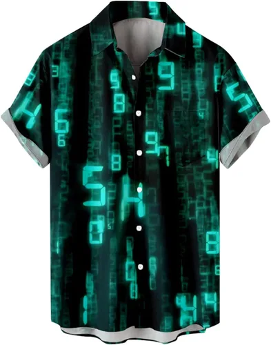 Vista 7 de RTRDE Mens Button Down Summer Shirts Short Sleeve Novelty Graphic Print Casual Hawaiian Beach Shirt, M-4XL