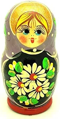 Vista 4 de Matryoshka - Muñeca apilable tradicional pintada a mano con flores, juego de 5 muñecas de anidación tradicionales de 4 pulgadas de alto