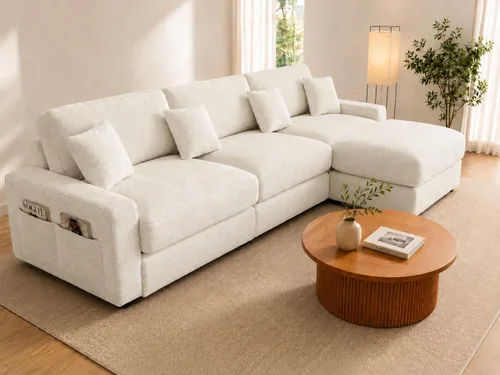 Vista 11 de WEUP Sofá modular en forma de L de 114 pulgadas, sofá nube de gran tamaño con otomana móvil, cómodo sofá de felpilla con almohada, bolsillos Verde