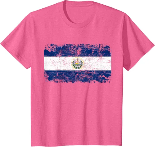 Vista 44 de EL SALVADOR Bandera Vintage Hombres Mujeres Niños Camiseta EL SALVADOR