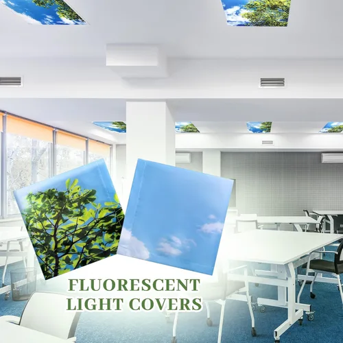 Vista 6 de Tujoe 2 cubiertas de luz fluorescente para luces de techo de 4 x 2 pies, filtros de luz fluorescente, cubiertas magnéticas para cubículos
