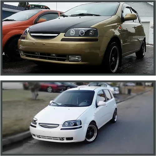 Vista 2 de SPEC-D TUNING Faros delanteros de proyector negros compatibles con Chevy Aveo 2004-2008 de 4 puertas Sedán/Hatchback, Chevy Aveo5 2004-2006 de 4