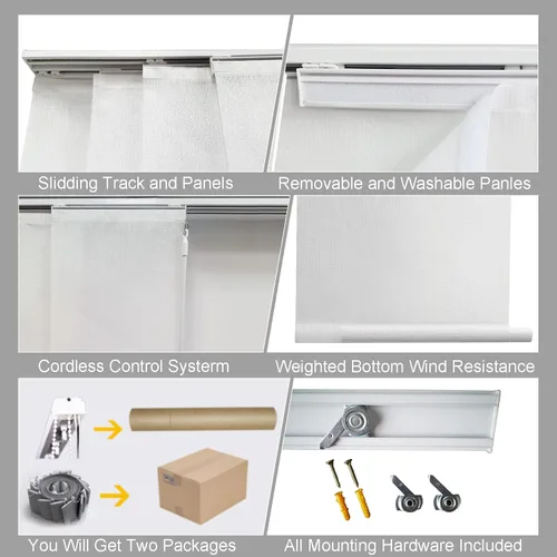 Vista 3 de LETAU Paneles deslizantes sin cordón, persianas de tela transparente, reducen el deslumbramiento solar, persianas verticales con protección UV