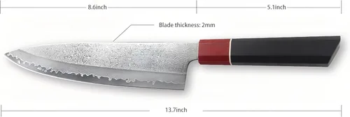 Vista 2 de Miyake Cuchillo de chef japonés Gyuto de 8.6 pulgadas, cuchillo de cocina profesional de Damasco afilado con mango G10 de espiga completa