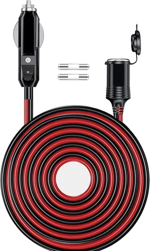 Vista 8 de Cable de extensión de encendedor de cigarrillos resistente de 12V/24V 16AWG de 4.9 pies, adaptador de cable de extensión de enchufe macho a hembra