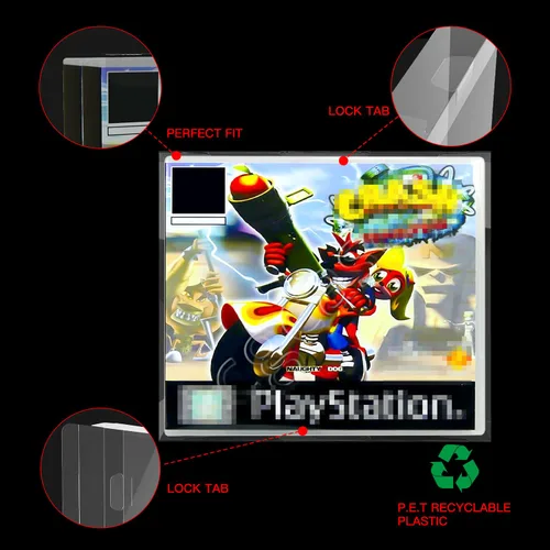 Vista 3 de 10 Pack Compatible with PlayStation 1 (PS1) Game Case Protector Sleeves – Clear Plastic Display Covers, Scratch Resistant, Dustproof