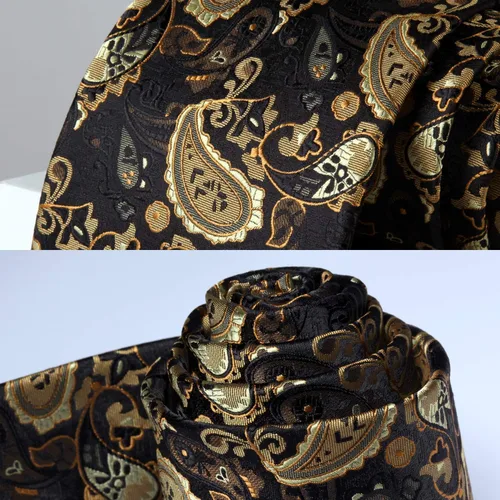 Vista 245 de HISDERN Corbatas para hombre, corbata de cachemira y bolsillo cuadrado tejido clásico floral para hombre, corbata de fiesta de boda