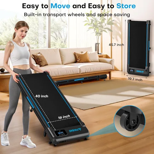 Vista 10 de Walking Pad, FOUSAE 6.2MPH Under Desk Walking Pad with 10% Incline, Treadmills for Home with Double Frame, 2.75HP Brushless Drive Treadmill, 12 HIIT