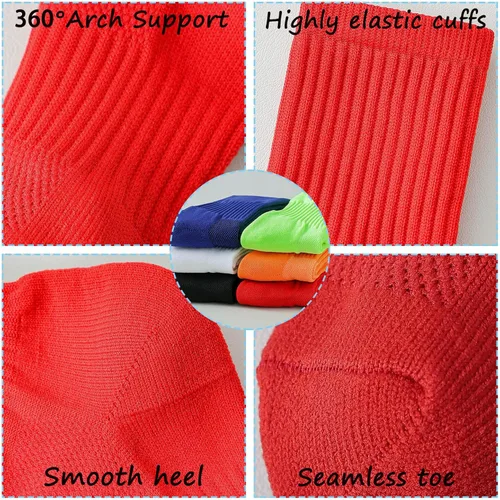 Vista 2 de Calcetines de fútbol para niños, calcetines de béisbol con suela acolchada hasta la rodilla para niños y niñas, 2 pares
