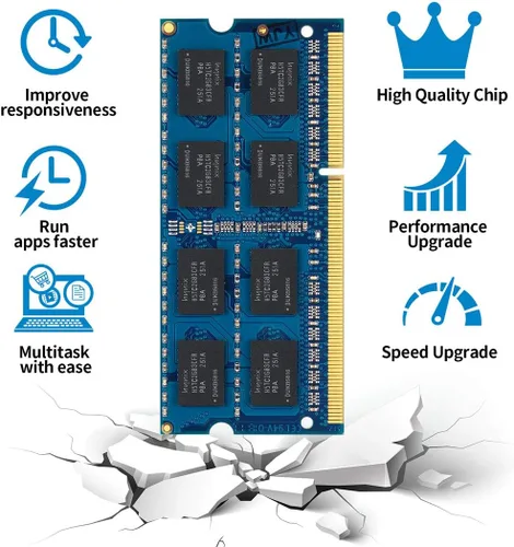 Vista 2 de Motoeagle DDR3-1066 SODIMM 8GB Kit (2X4GB) 2Rx8 PC3 8500 8500S 4GB DDR3 1066MHz 1067MHz CL7 204-Pin 1.5V Non-ECC Unbuffered Laptop Memory RAM Modules