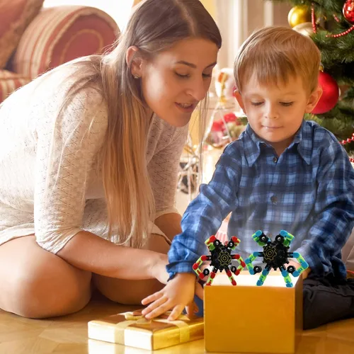 Vista 7 de 6 juguetes giratorios antiestrés, juguete luminoso transformable con cadena para niños y niñas, giroscopio con punta de los dedos, regalos