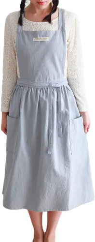 Vista 12 de Delantal vintage para mujer y niñas de jardinería con espalda cruzada y diseño de pinafore