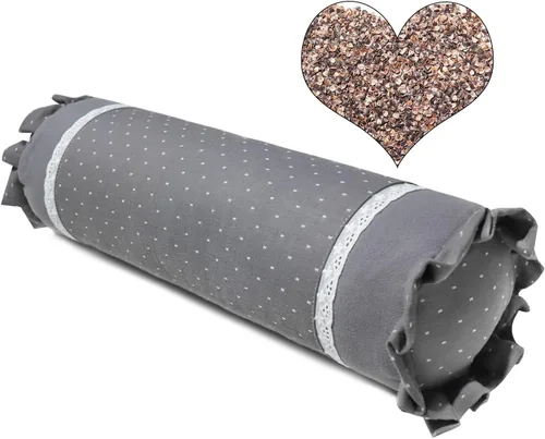 Vista 9 de Almohada cervical de trigo sarraceno para dormir, almohada ajustable para alivio del cuello con funda de almohada lavable, cojín cilíndrico redondo