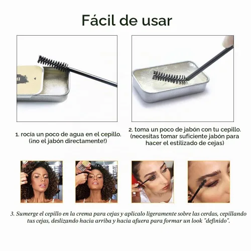 Vista 5 de Ownest Kit de Jabón para Cejas, Jabón para Peinar Cejas, Pomada para Cejas Impermeable y a Prueba de Manchas de Larga Duración para Cejas Naturales
