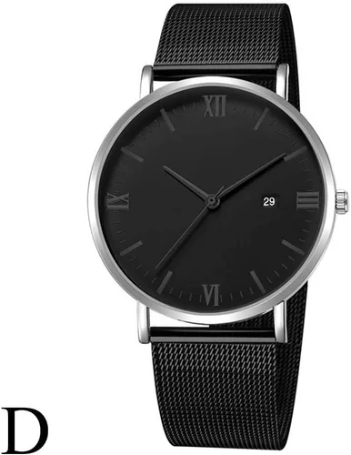 Vista 2 de COOKI - Reloj de pulsera de lujo para hombre, de moda, de lujo, de acero inoxidable, con correa de malla, vestido casual, reloj de cuarzo