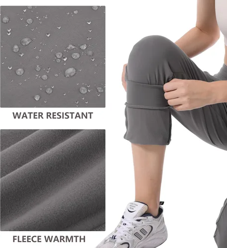 Vista 4 de HARTPOR Pantalones deportivos con forro polar para mujer, pantalones cargo de senderismo, resistentes al agua, pantalones deportivos de invierno