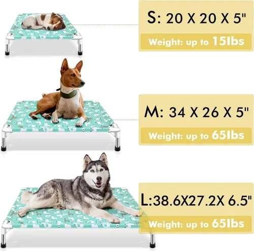 Vista 6 de Cama elevada para perros pequeños, uso en interiores y exteriores para mascotas pequeñas