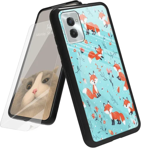 Vista 16 de Funda para Motorola Moto G Play 4G 2024 con protector de pantalla, parte trasera de vidrio templado + funda de silicona suave TPU absorción